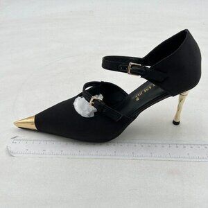Funny She Jill Black Pointed Toe High Heel Shoes Ankle Strap Heels Stiletto Shoe